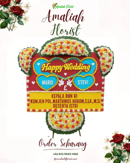 Papan Bunga Pernikahan Belung